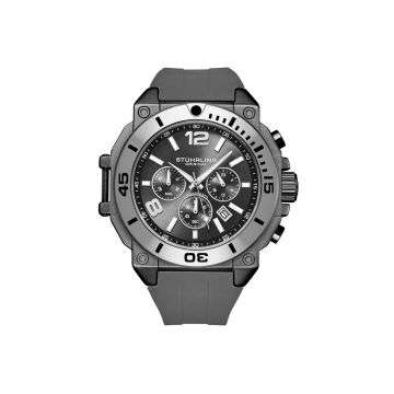 Ceas cronograf cu o curea din silicon Spectra 50 mm -  1000 Q - gri