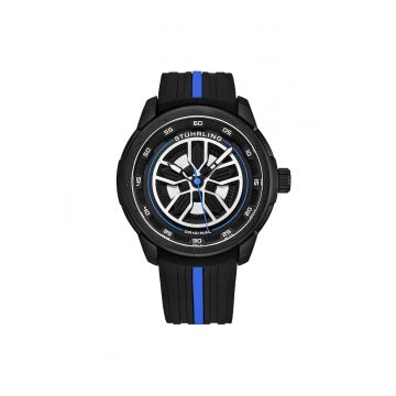 Ceas cu o curea din silicon Aviator - negru - albastru