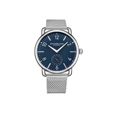 Ceas rotund analog Jenson 3939 Quartz 42 mm Classic -  Carrar - Albastru
