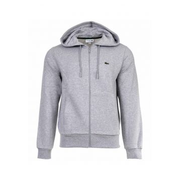 Hanorac din material fleece cu fermoar si buzunare oblice - Gri