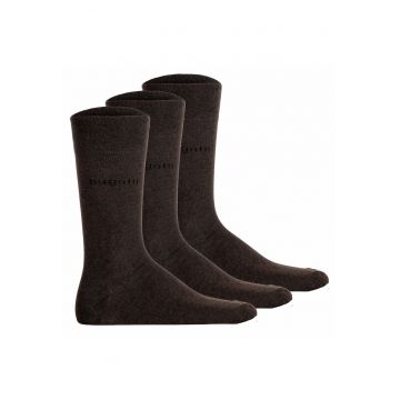 Set de sosete lungi cu detalii logo - 3 perechi - Maro