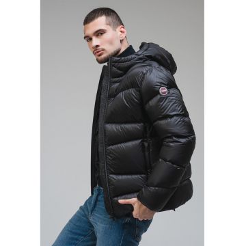 Geaca matlasata cu umplutura cu puf si gluga - Negru