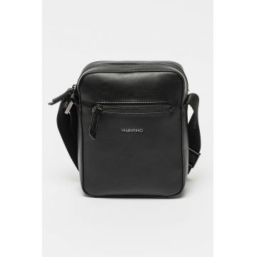 Geanta crossbody de piele ecologica cu buzunar exterior cu fermoar Horizon - Negru