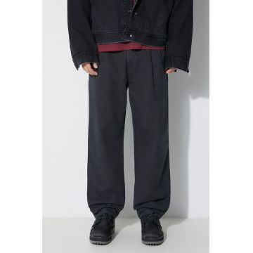 Maharishi pantaloni U.S. Chino Loose bărbați, culoarea negru, cu fit chinos, 4604.BLACK