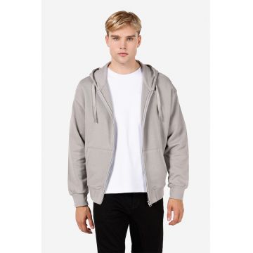 Hanorac uni din bumbac cu fermoar Hanorac uni din bumbac cu fermoar