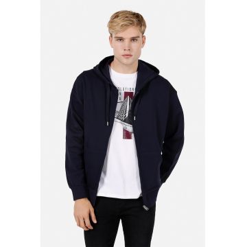 Hanorac uni din bumbac cu fermoar Hanorac uni din bumbac cu fermoar