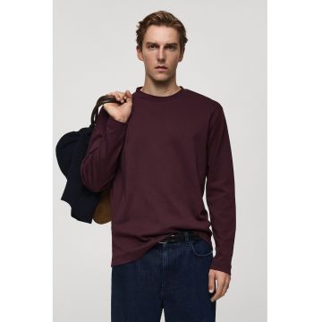 Bluza de bumbac cu decolteu la baza gatului - Visiniu