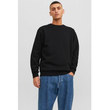 Bluza de trening cu decolteu la baza gatului si model uni - Negru