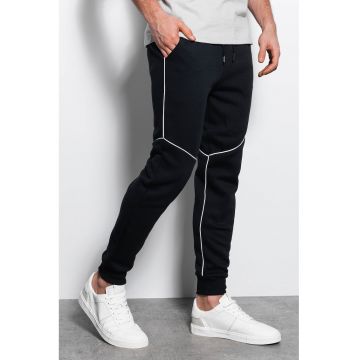 DIVERSE - Pantaloni sport din amestec de bumbac cu snur - Negru