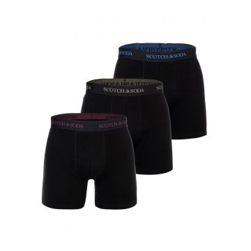 Set de boxeri cu banda logo in talie - 3 perechi - Negru