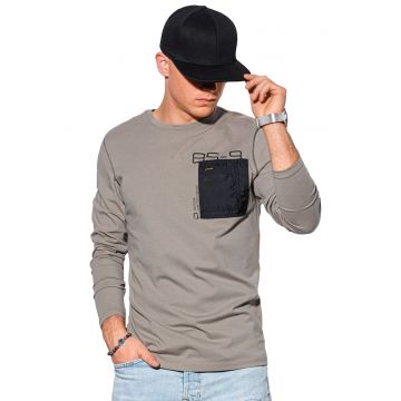 Bluza cu buzunar pe piept - Bej inchis