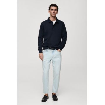 Bluza de trening cu model uni si guler polo