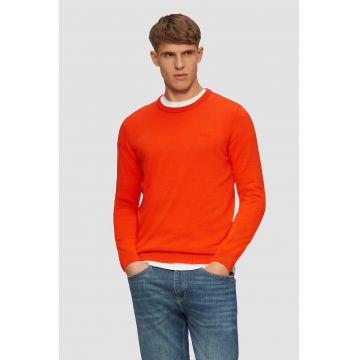 Pulover tricotat fin din bumbac - Portocaliu mandarina
