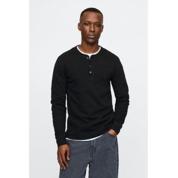 Bluza de bumbac cu decolteu la baza gatului