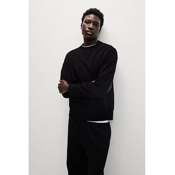 Bluza de trening din bumbac cu decolteu la baza gatului - Negru