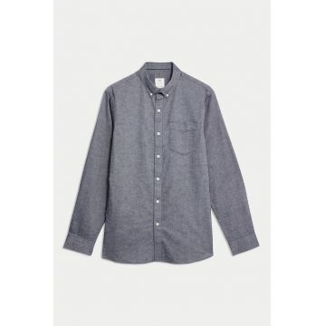 Camasa de bumbac cu guler fixat cu nasturi - Albastru prafuit