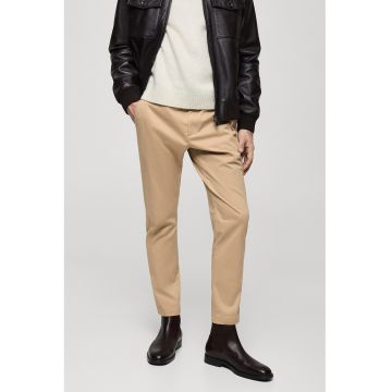 Pantaloni crop chino cu croiala conica - Bej