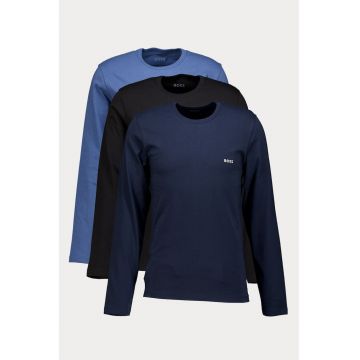Set de bluze din bumbac cu model uni - 3 piese