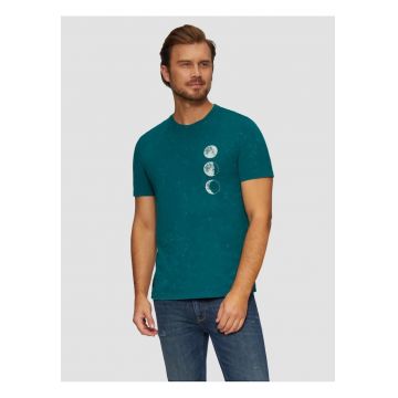 Tricou barbati cu decolteu la baza gatului si imprimeu cu fazele luni - Tricou barbati cu decolteu la baza gatului si imprimeu cu fazele luni -
