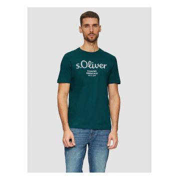 Tricou cu decolteu la baza gatului - barbati - imprimeu cu logo -