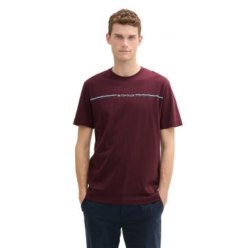 Tricou din bumbac cu decolteu la baza gatului