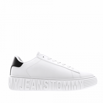 Sneakers bărbați Tommy Hilfiger Jeans albi din piele 3417BP1159A