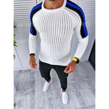 Pulover barbati gros alb slim fit T3570   14-5.1