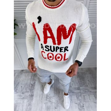 Pulover barbati gros slim fit alb T3590    14-5.1