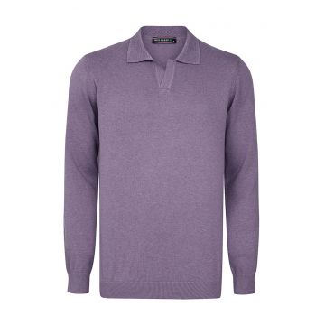 Pulover polo de bumbac cu model uni