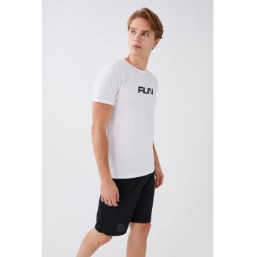 Tricou cu decolteu la baza gatului - Negru/Alb optic