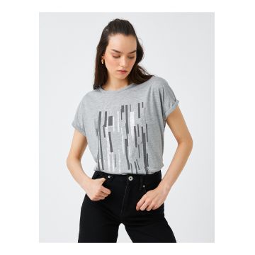 Tricou cu imprimeu stralucitor - Gri