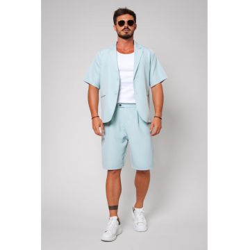 Set Sacou cu maneca scurta si pantalon scurt Light Olive 13469