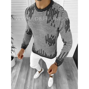 Pulover barbati gros gri slim fit T3636   90-3