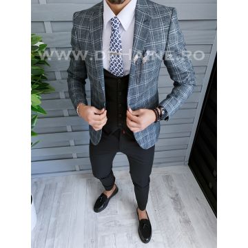 Sacou barbati in carouri slim fit B1485  N2-7