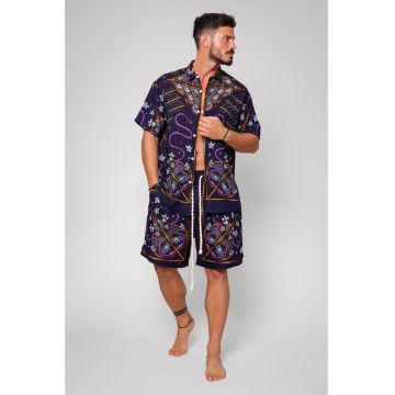 Set Camasa si pantalon scurt din IN Navy/Mauve 13597