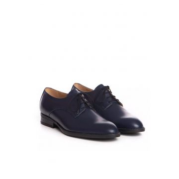Pantofi barbati  model 001 piele naturala box bleumarin