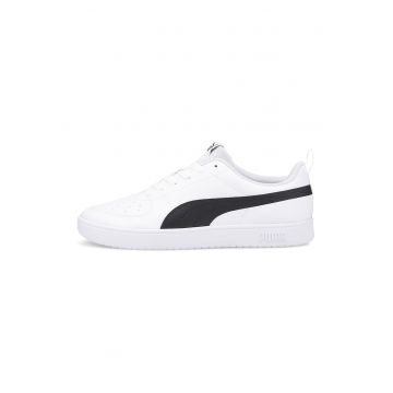 Pantofi sport unisex low-top de piele ecologica Rickie - Alb/Negru