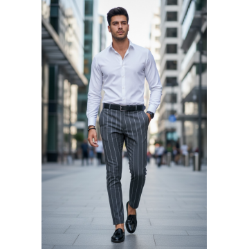 Pantaloni barbati eleganti gri B1301  110-3