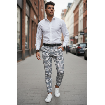 Pantaloni barbati eleganti in carouri B1743 I16-2  U4-1