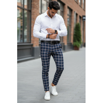 Pantaloni barbati eleganti in carouri B1779   i17-1.3