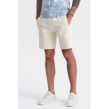Pantaloni scurti din bumbac cu talie ajustabila - Crem