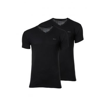 Set de tricouri cu decolteu in V - 2 piese - Negru