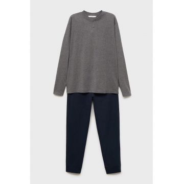 Pijama din bumbac cu pantaloni lungi