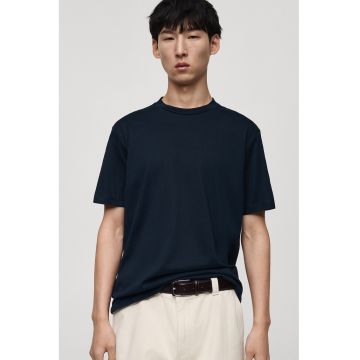 Tricou de bumbac cu decolteu la baza gatului
