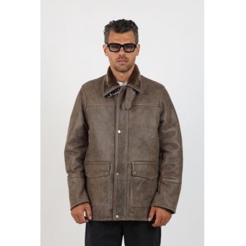 Cojoc de Barbati din Blana de Miel - Model Bruno - Maro nisip