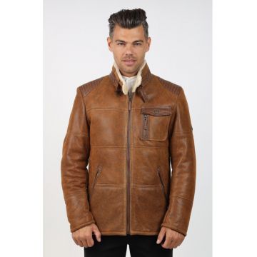 Cojoc de Barbati din Blana de Miel - Model Florin - Maro roscat