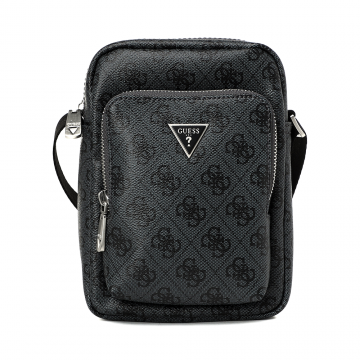 Geantă crossbody bărbați Guess neagră cu logo metalic frontal 929BGEAHMEVZLN Geantă crossbody bărbați Guess neagră cu logo metalic frontal 929BGEAHMEVZLN