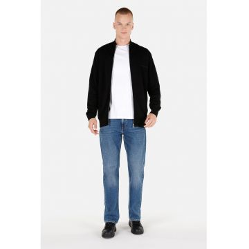 Cardigan cu guler inalt si fermoar