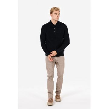 Pulover regular fit cu decolteu la baza gatului