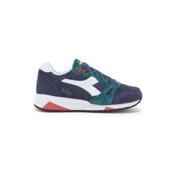 Pantofi sport din piele si canvas - S8000 - bleumarin -